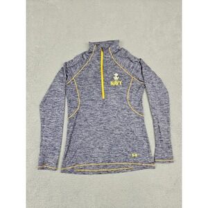 Under Armour US Navy Pullover Womens Medium Gray 1/4 Zip‎ HeatGear Long Sleeve